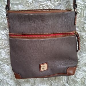 Dooney & Bourke Taupe and Brown Pebble Leather Crossbody